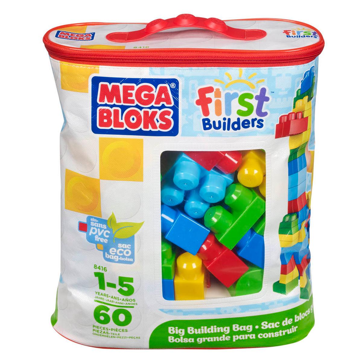 Mega Bloks - Bolsa Maxi 60 Piezas Azul | Megablocks No Licencias |  Toys