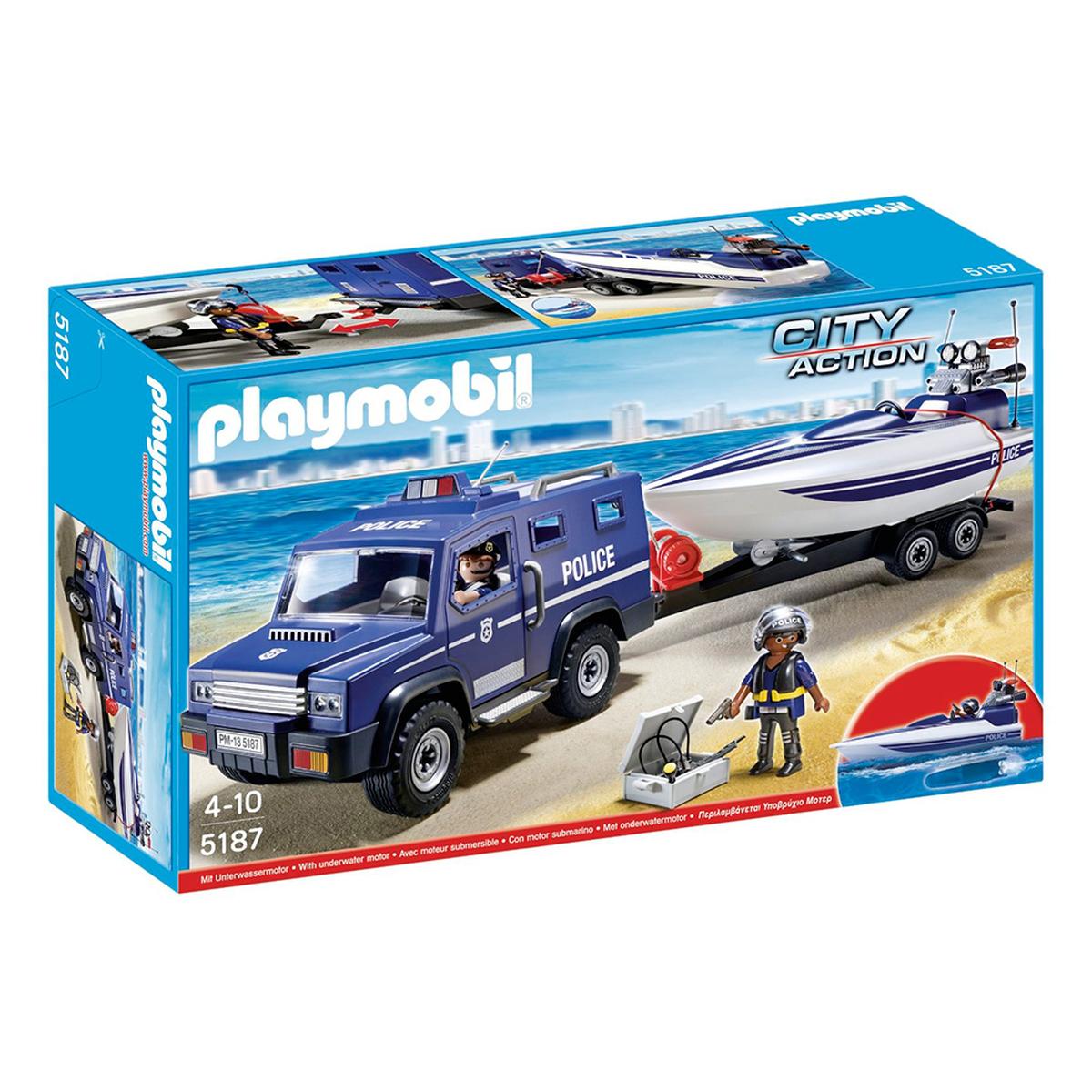 Playmobil - Coche de Policia con Lancha - 5187 | City Action Policia |  Toys"R"Us España