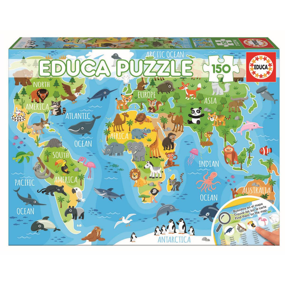 Educa Borras - Mapamundi Animales - Puzzle 150 Piezas | Puzzle 100+ Pzas |  Tienda de juguetes y videojuegos Juguetería Online Toysrus