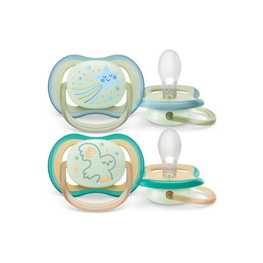 Philips Avent - Chupetes ultra air noche 0-6 meses estrella/pájaro