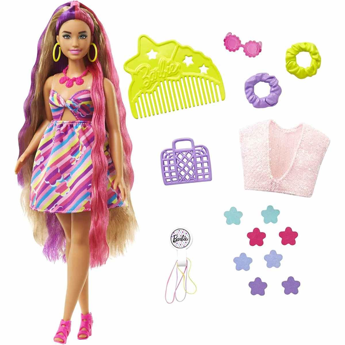 Barbie - Muñeca Totally Hair - Vestido y accesorios flores | Fashionistas |  Toys"R"Us España