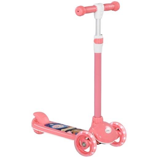 Homcom - Patinete Tri-scooter Rosa con luces