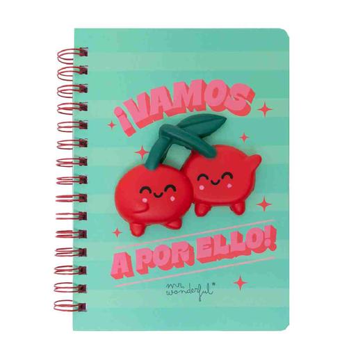 Mr. Wonderful - Libreta A5 con squishy Cerezas Jerry & Terry - ¡Vamos a por ello!