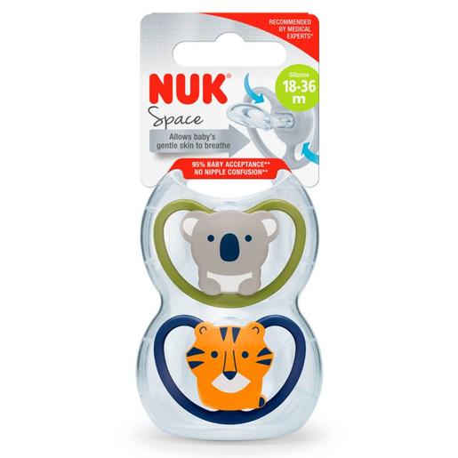 Nuk - Pack 2 chupetes silicona Space Tigre/Koala T3 18-36 meses | Chupetes  Silicona | Toys"R"Us España