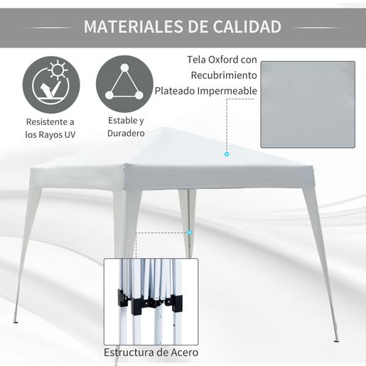 Outsunny - Cenador Plegable 3x3m Blanco