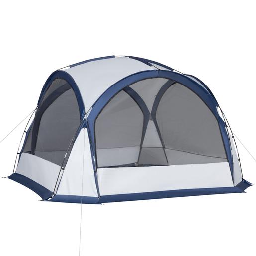 Outsunny - Tienda de camping con mosquiteras 350x350x230 cm Blanco y Azul