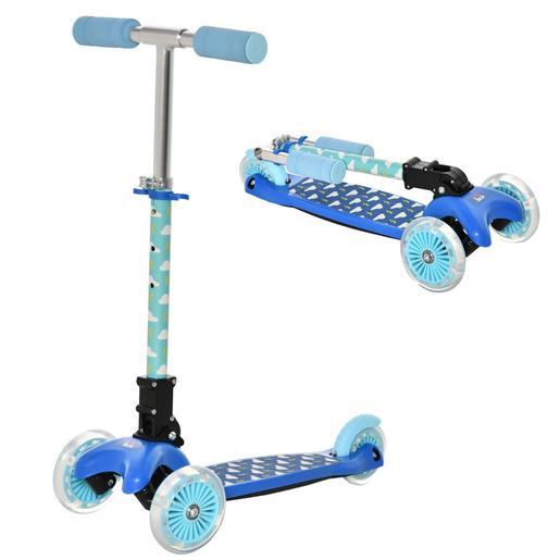 Homcom - Patinete 3 ruedas plegable azul, Scooters En Linea