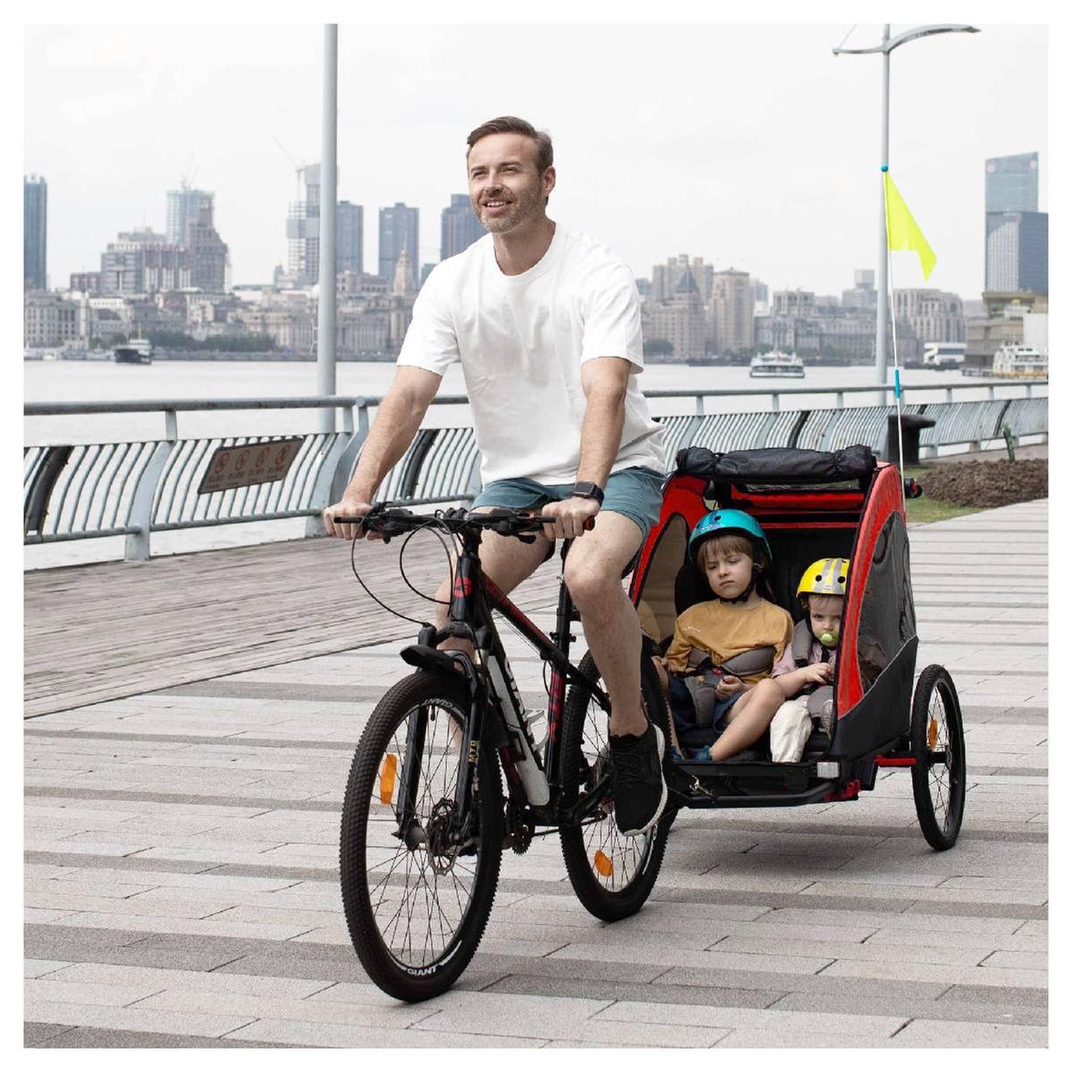 Homcom - Remolque infantilpara bicicleta 3 en 1 rojo y negro | Accesorios  Infantles | Toys"R"Us España