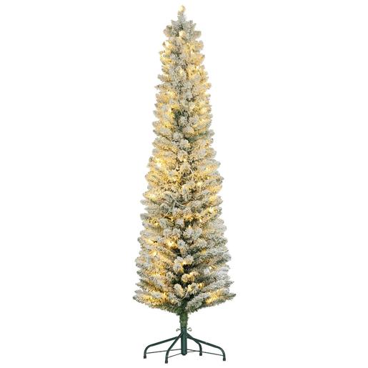 Homcom - Árbol de Navidad nevado 329 ramas con 150 luces - Ø52x180 cm