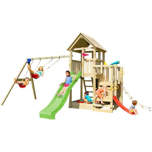 Parque juegos infantil de madera Palazzo XL con columpio doble, Todo lo  que quieres para jugar en la calle