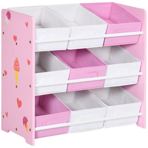 Homcom - Estantería infantil con 9 cajas Rosa