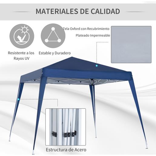 Outsunny - Cenador Plegable 3x3m Azul