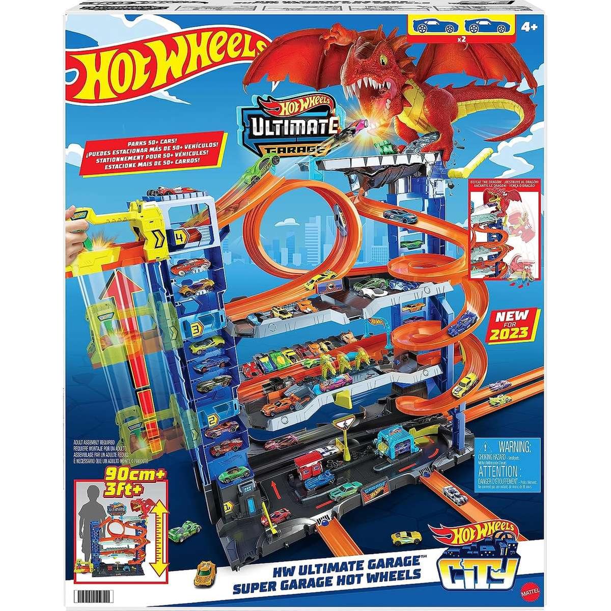 Hot Wheels - Pista de coches de juguete con garaje definitivo y dragón, 4  niveles, incluye 2 vehículos ㅤ | Hot Wheels Sets | Toys"R"Us España