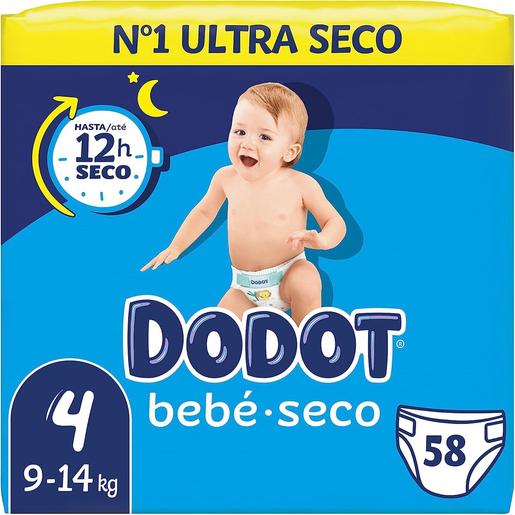 Dodot - Pañales bebé seco talla 4, 9-14 kg, pack de 58 unidades, Recien  Nacido