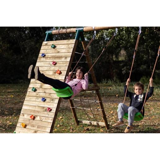 Parque infantil de madeira baloiços e escalada Timbu