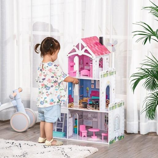 Homcom - Casa de muñecas 3 pisos de madera | Ym Casa De Muñecas | Toys"R"Us  España