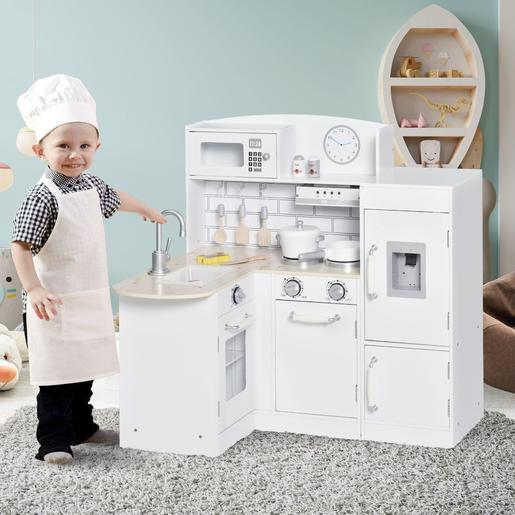 Homcom - Cocina infantil de madera con encimera y fregadero Blanca | Jh  Cocina Y Stands De Mercado | Toys"R"Us España