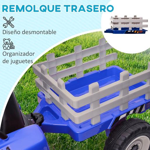 Homcom - Tractor eléctrico batería con remolque y mando a distancia