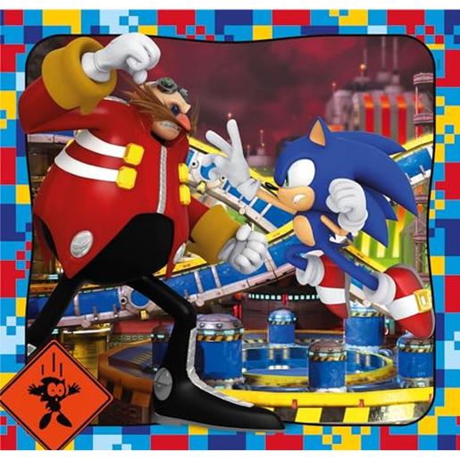 Clementoni - Puzzle Sonic Supercolor 3x48 Peças ㅤ