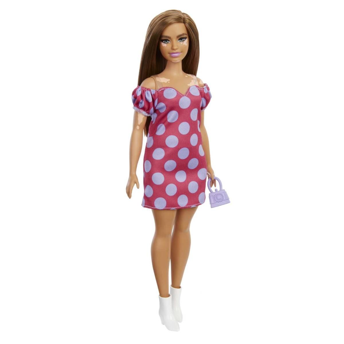 Barbie - Muñeca Fashionista Curvy Vitiligo - Vestido de lunares |  Fashionistas | Toys"R"Us España