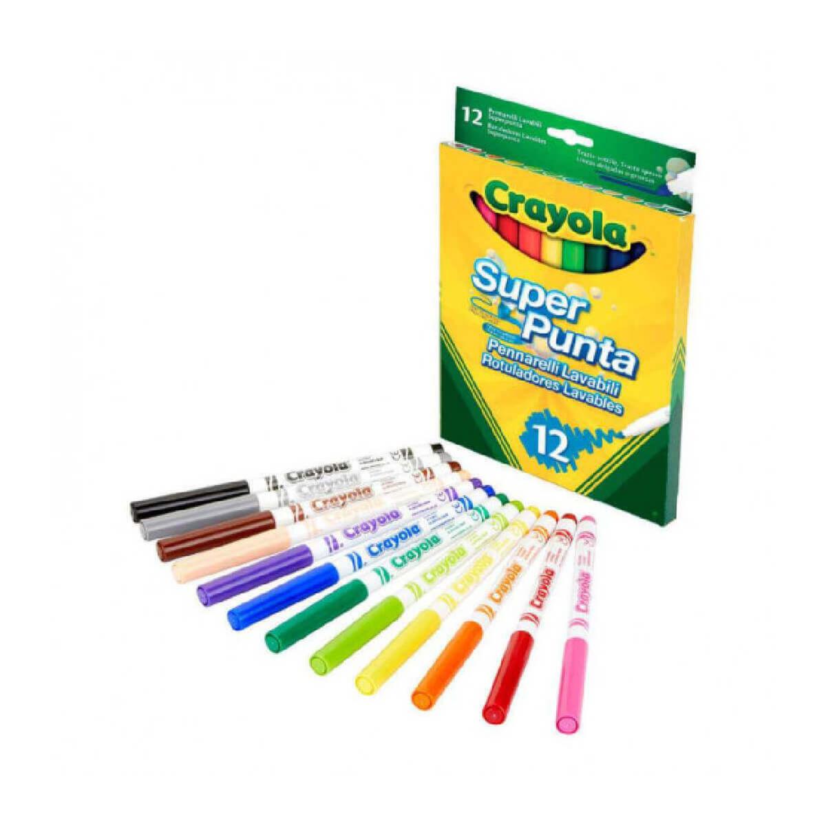 Crayola - 12 Rotuladores Super punta lavables | Crayola Actividades |  Toys"R"Us España