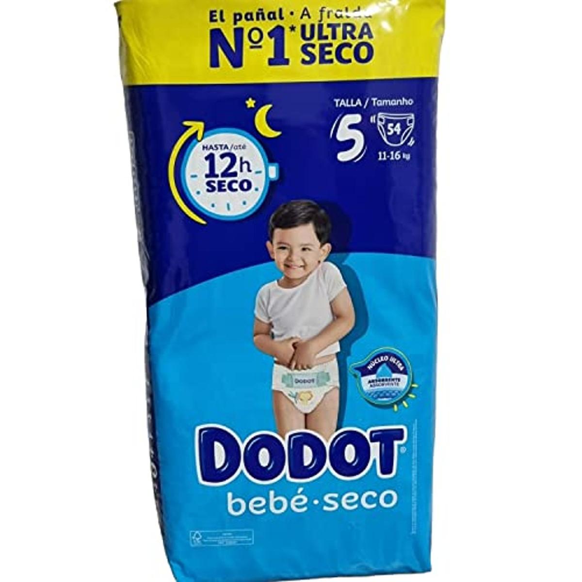 Pañales Dodot, talla 5, de 11 a 16 Kg. Bebé Seco, bebé contento.