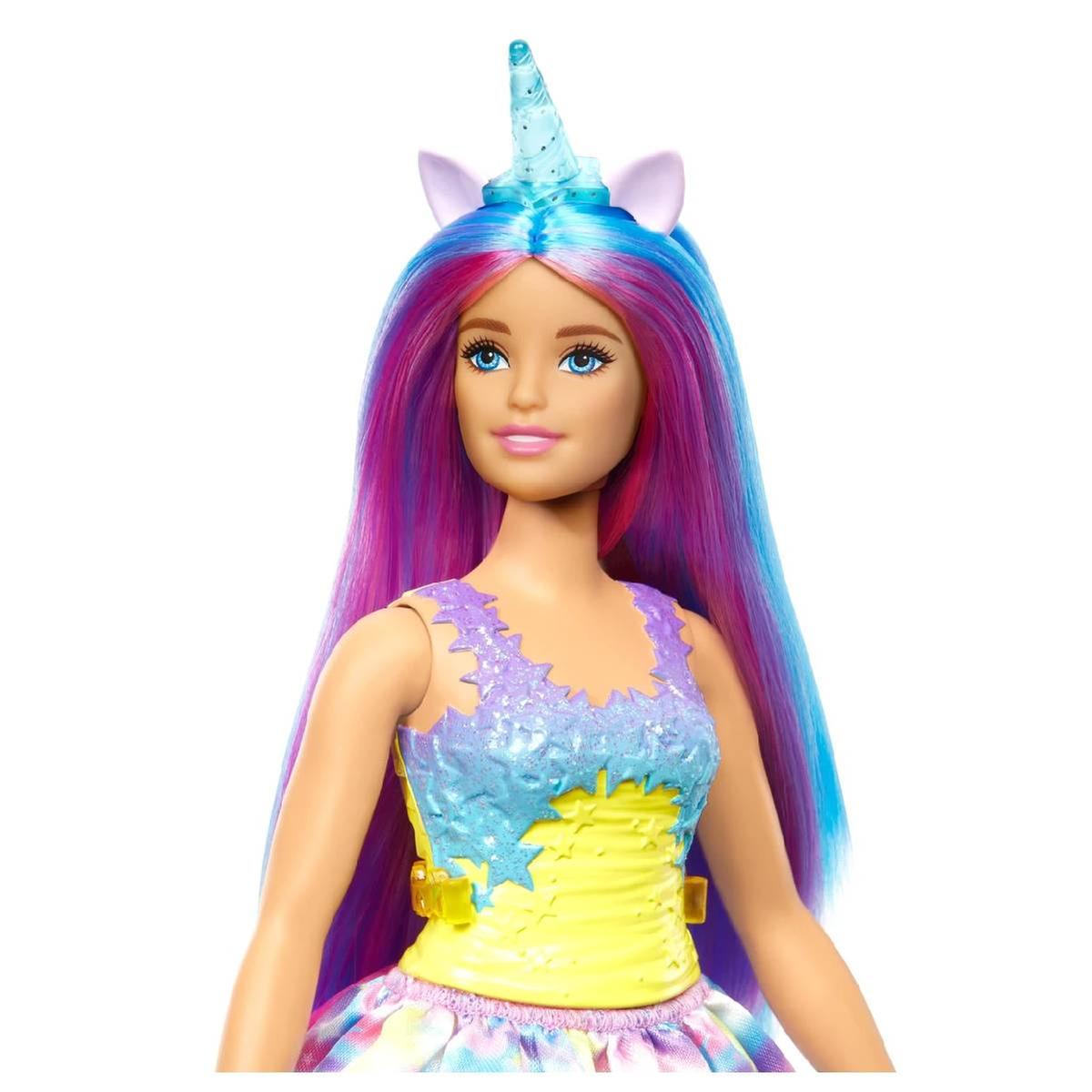 Barbie - Muñeca unicornio con pelo y cuerno azul | Dreamtopia | Toys"R"Us  España